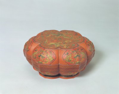 图片[2]-Diamond pattern box with double phoenix pattern and colored lacquer-China Archive